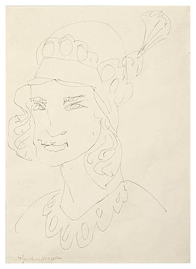 Lady with Plumed Hat, drawing by Gaudier-Brzeska